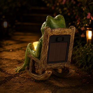 Statue solaire d'extérieur grenouille lumineuse pour décoration de jardin