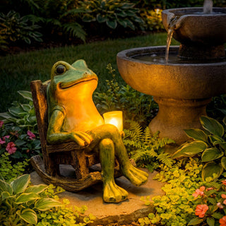 Statue solaire d'extérieur grenouille lumineuse pour décoration de jardin