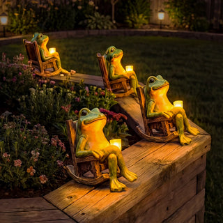 Statue solaire d'extérieur grenouille lumineuse pour décoration de jardin