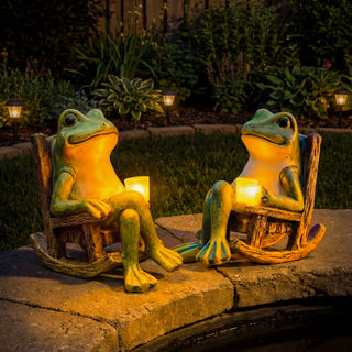 Statue solaire d'extérieur grenouille lumineuse pour décoration de jardin
