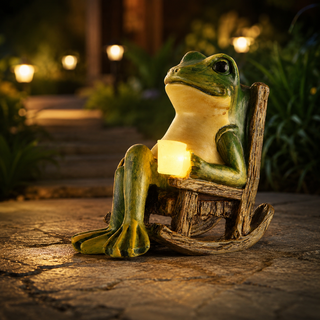 Statue solaire d'extérieur grenouille lumineuse pour décoration de jardin