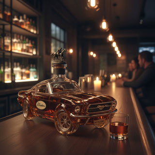 Whisky karafa ve tvaru auta Mustang dekorativní