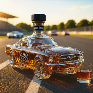 Whisky karafa ve tvaru auta Mustang dekorativní