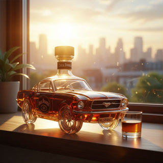 Whisky karafa ve tvaru auta Mustang dekorativní