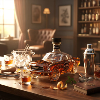Whisky karafa ve tvaru auta Mustang dekorativní