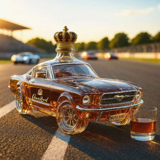 Whisky karafa ve tvaru auta Mustang dekorativní