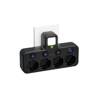 Power strip with multiple outlets, modern design with protective control switch