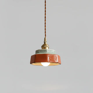 Závěsná lampa keramická dekorativní měděná