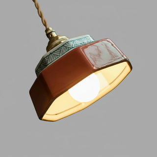Závěsná lampa keramická dekorativní měděná