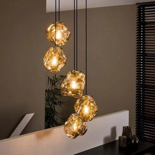 Lampe suspendue nordique en verre avec douille en cuivre