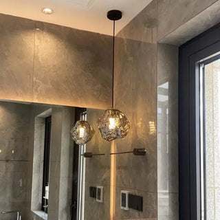 Lampe suspendue nordique en verre avec douille en cuivre