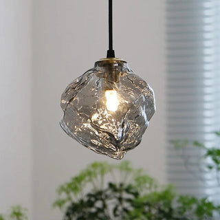 Lampe suspendue nordique en verre avec douille en cuivre
