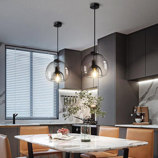 Modern round smoked pendant light  
