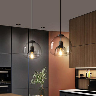 Modern round smoked pendant light  