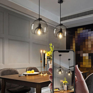 Modern round smoked pendant light  