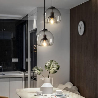 Modern round smoked pendant light  