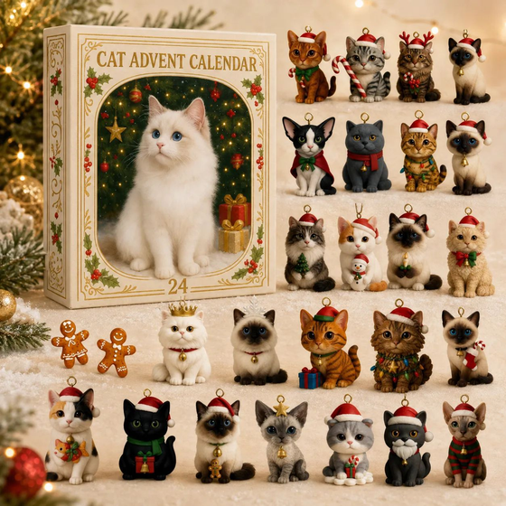 Calendrier de l'Avent illustration de chats avec fenêtres numérotées