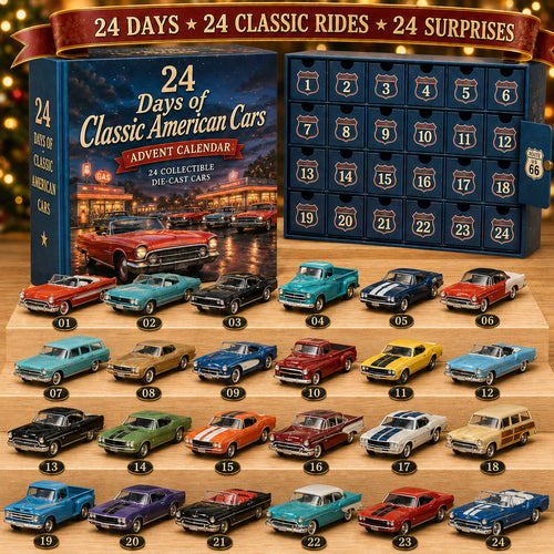 Advent Calendar with Die-Cast Toy Cars for Kids