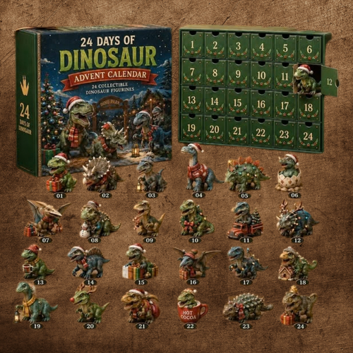 Advent calendar with 24 collectible dinosaur figurines