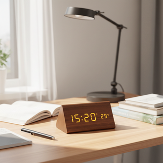 Digital alarm clock with LED display and thermometer