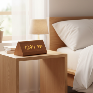 Digital alarm clock with LED display and thermometer