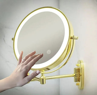 Double-sided wall-mounted cosmetic mirror with LED for the bathroom