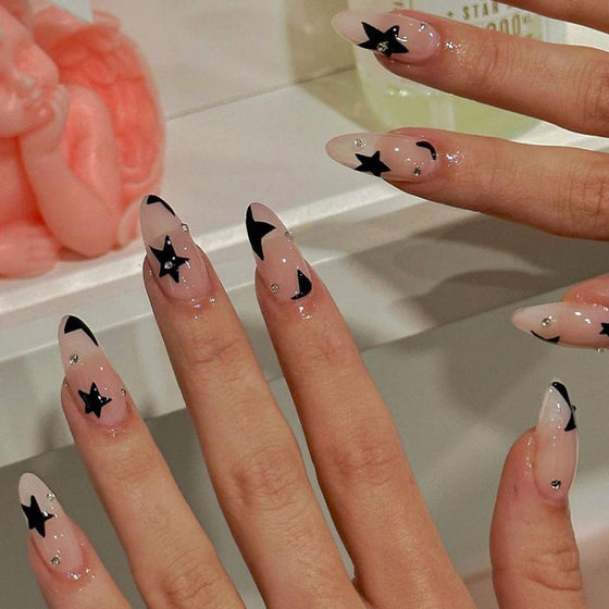 Press on nails with stars and moons, glitter