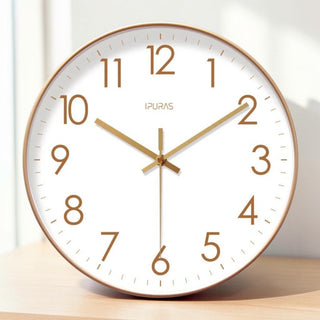 Round modern wall clock with silent movement for the living room