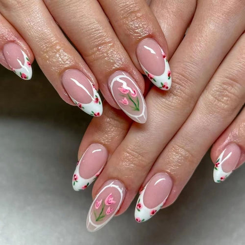 Polka dot nails with geometric pattern and stripes, nail stickers
