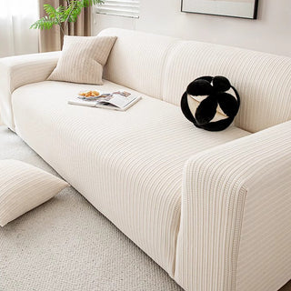 Waterproof Stretch Sofa Cover Ribbed – Beige