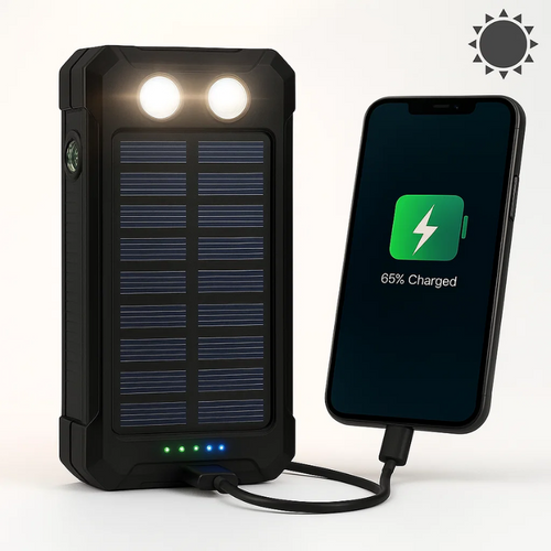 Powerbank solarny odporny z lampkami LED