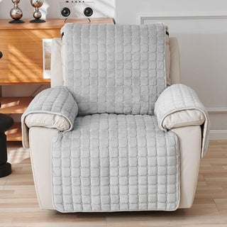 Quilted reversible armchair throw with side pockets