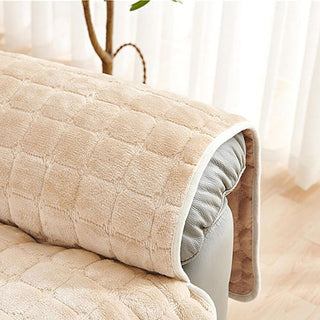 Quilted reversible armchair throw with side pockets
