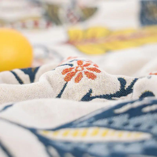 Botanical quilt bedspread with fringe tassels