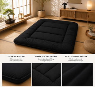 Skládací futon matrace japonská na zem pro hosty do ložnice – detail
