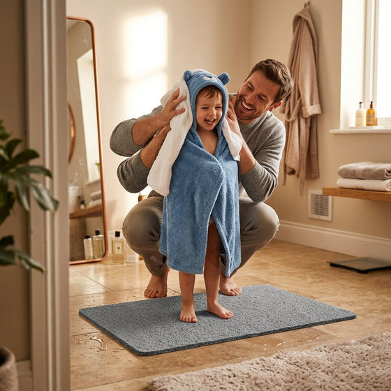 Bathroom mat, non-slip with suction cups and drainage holes