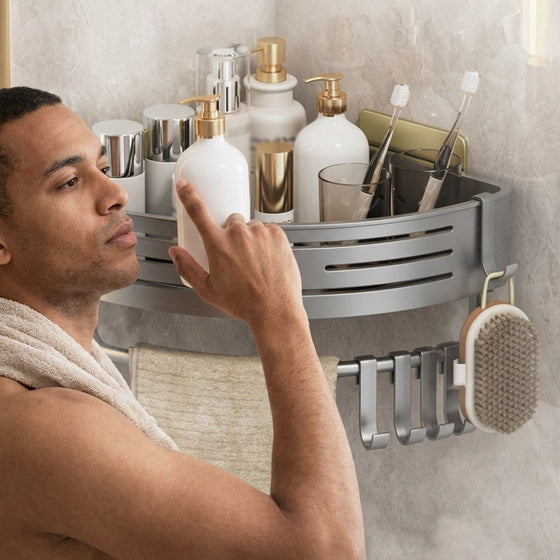 Bathroom corner shelf, aluminium shower storage