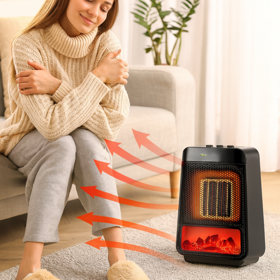 Flame effect space heater for living room